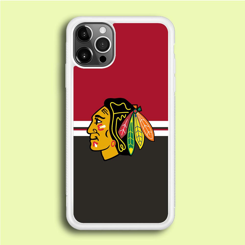 Hockey Chicago Blackhawks NHL 001 iPhone 12 Pro Max Case-Rubber / White (2D Case)-Xtracase