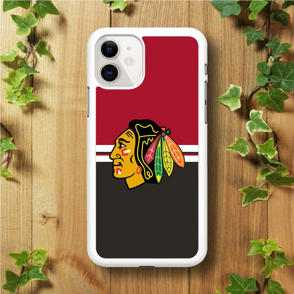 Hockey Chicago Blackhawks NHL 001 iPhone 11 Case-Rubber / White (2D Case)-Xtracase