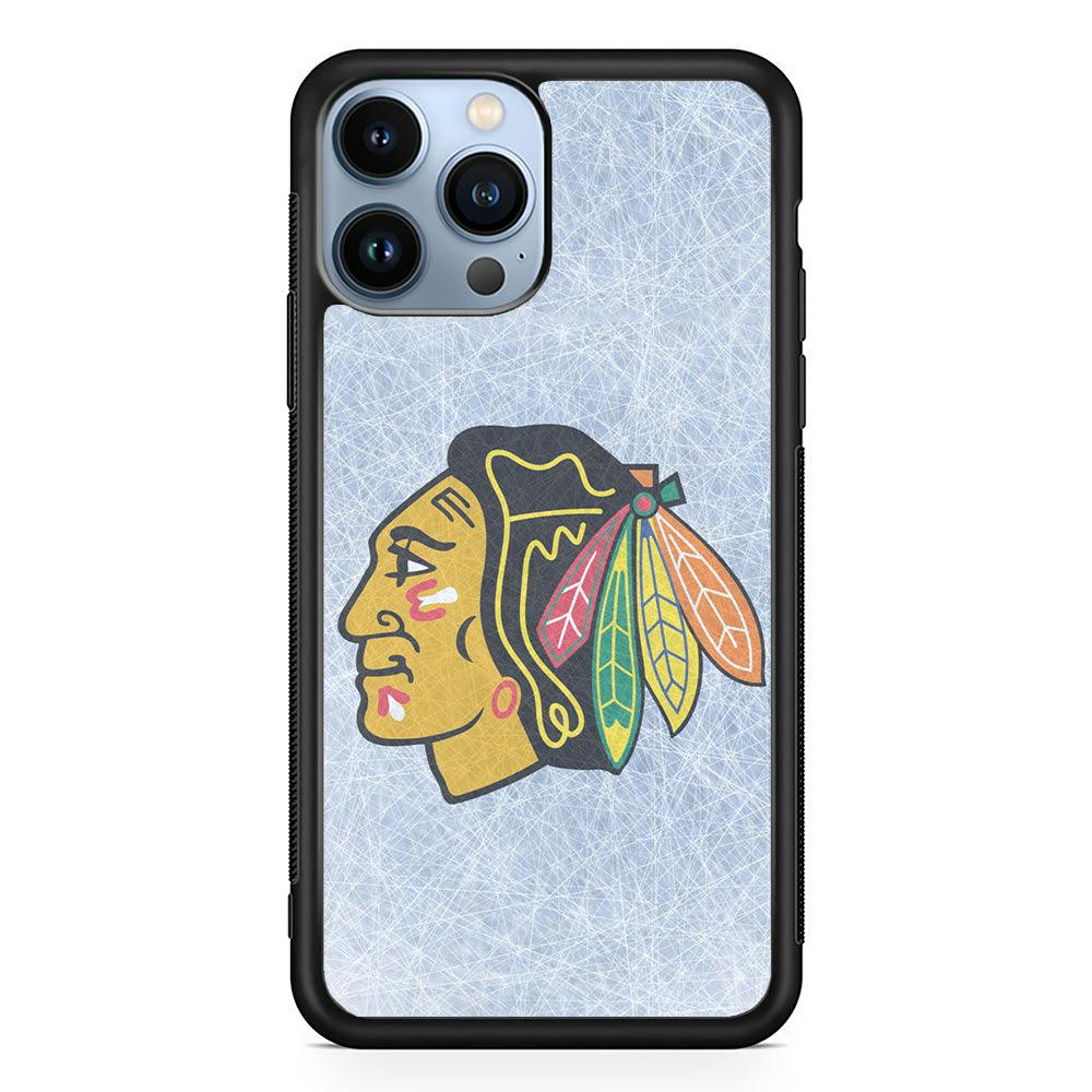Hockey Chicago Blackhawks NHL 002 iPhone 13 Pro Case-Rubber / Black (2D Case)-Xtracase