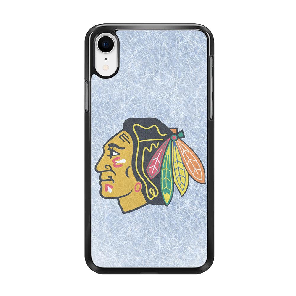 Hockey Chicago Blackhawks NHL 002 iPhone XR Case-Rubber / Black (2D Case)-Xtracase
