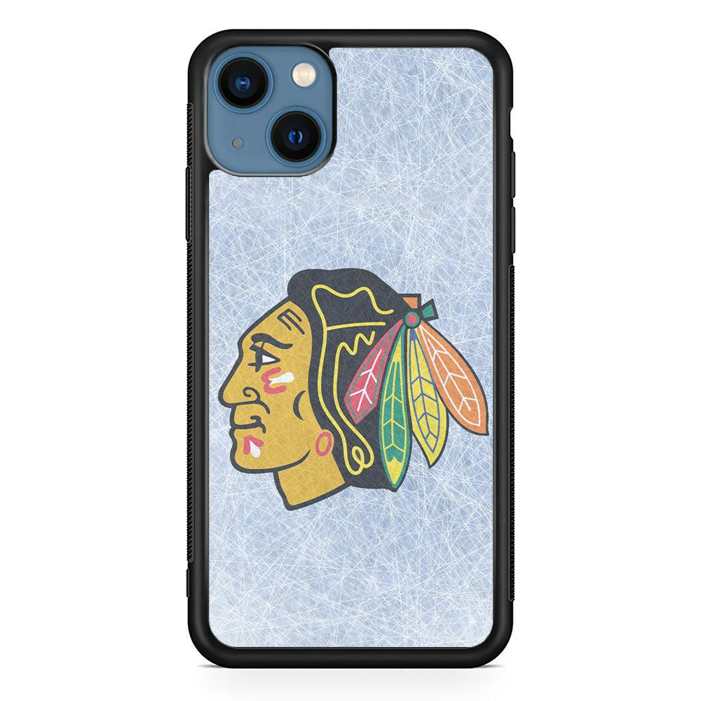 Hockey Chicago Blackhawks NHL 002 iPhone 13 Mini Case-Rubber / Black (2D Case)-Xtracase