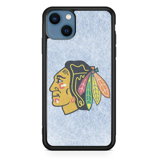 Hockey Chicago Blackhawks NHL 002 iPhone 13 Mini Case-Rubber / Black (2D Case)-Xtracase
