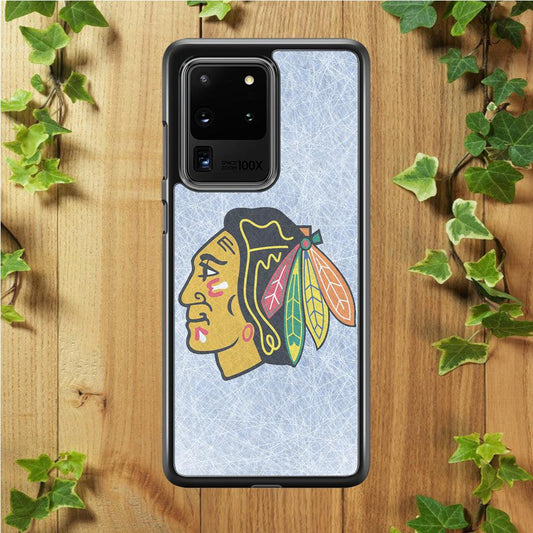 Hockey Chicago Blackhawks NHL 002 Samsung Galaxy S20 Ultra Case-Rubber / Black (2D Case)-Xtracase