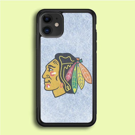 Hockey Chicago Blackhawks NHL 002 iPhone 12 Mini Case-Rubber / Black (2D Case)-Xtracase