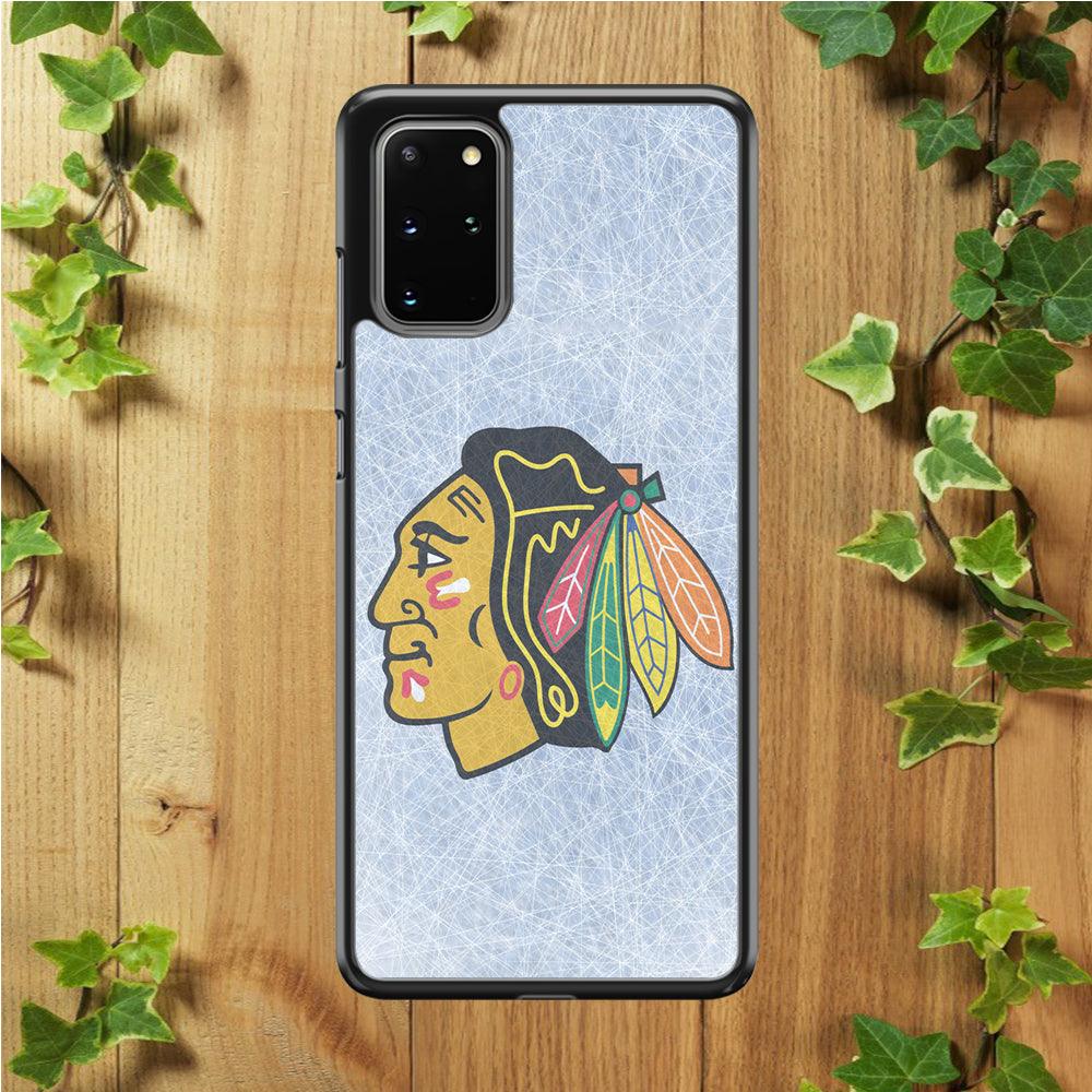 Hockey Chicago Blackhawks NHL 002 Samsung Galaxy S20 Plus Case-Rubber / Black (2D Case)-Xtracase