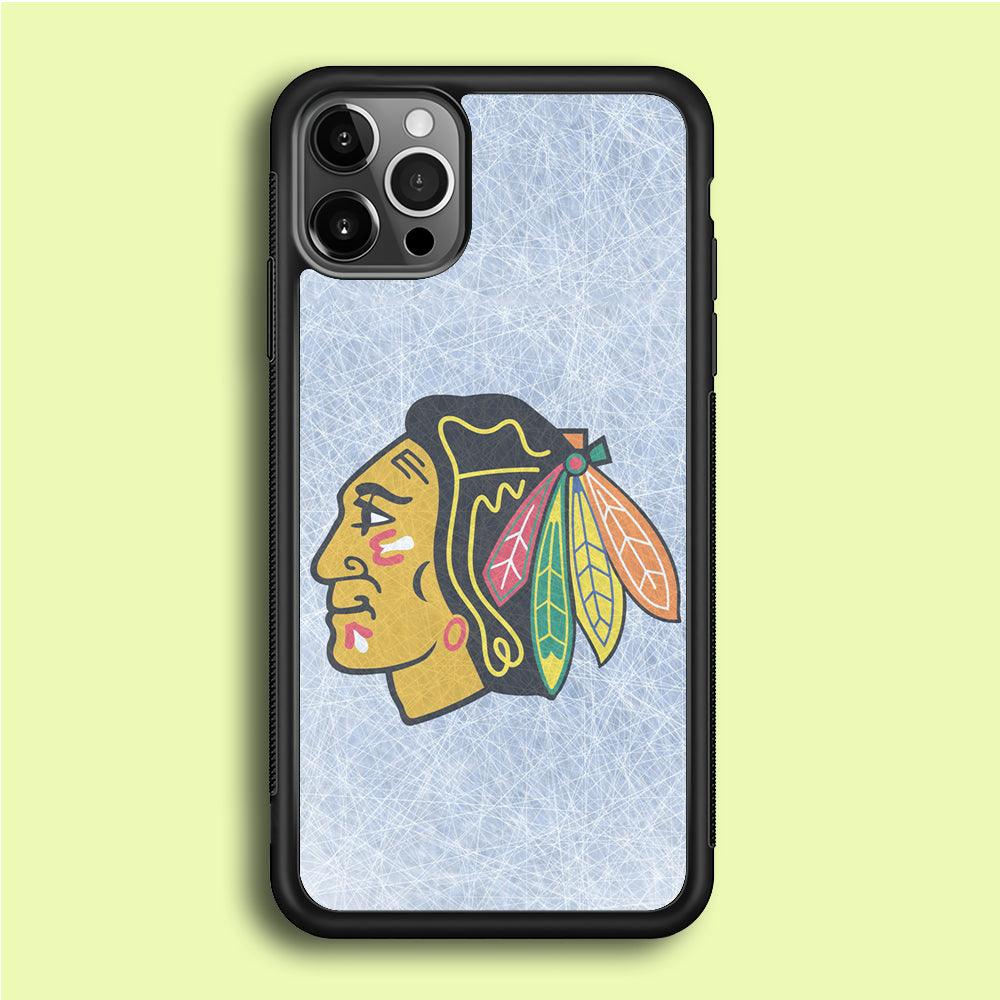 Hockey Chicago Blackhawks NHL 002 iPhone 12 Pro Case-Rubber / Black (2D Case)-Xtracase