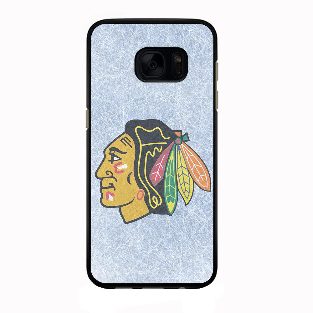 Hockey Chicago Blackhawks NHL 002 Samsung Galaxy S7 Edge Case-Rubber / Black (2D Case)-Xtracase