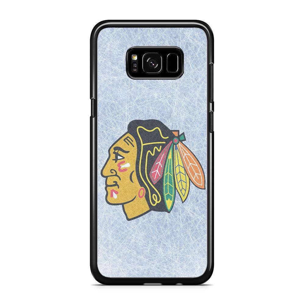 Hockey Chicago Blackhawks NHL 002 Samsung Galaxy S8 Case-Rubber / Black (2D Case)-Xtracase