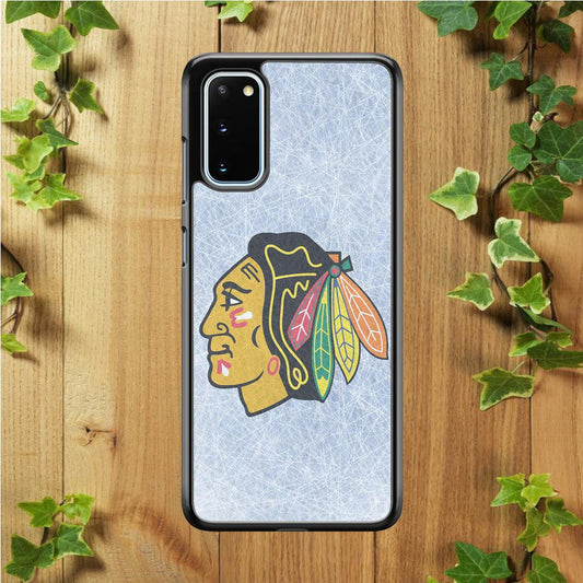 Hockey Chicago Blackhawks NHL 002 Samsung Galaxy S20 Case-Rubber / Black (2D Case)-Xtracase