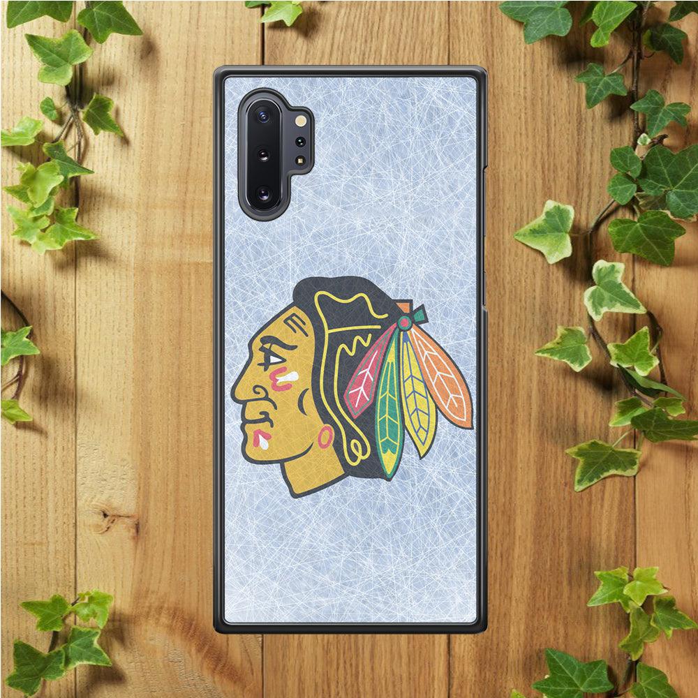 Hockey Chicago Blackhawks NHL 002 Samsung Galaxy Note 10 Plus Case-Rubber / White (2D Case)-Xtracase