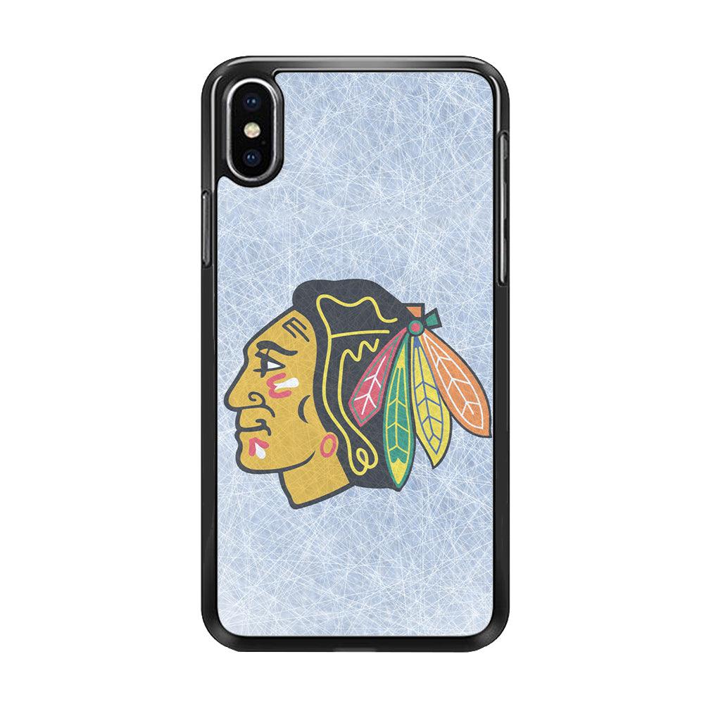 Hockey Chicago Blackhawks NHL 002 iPhone Xs Max Case-Rubber / Black (2D Case)-Xtracase