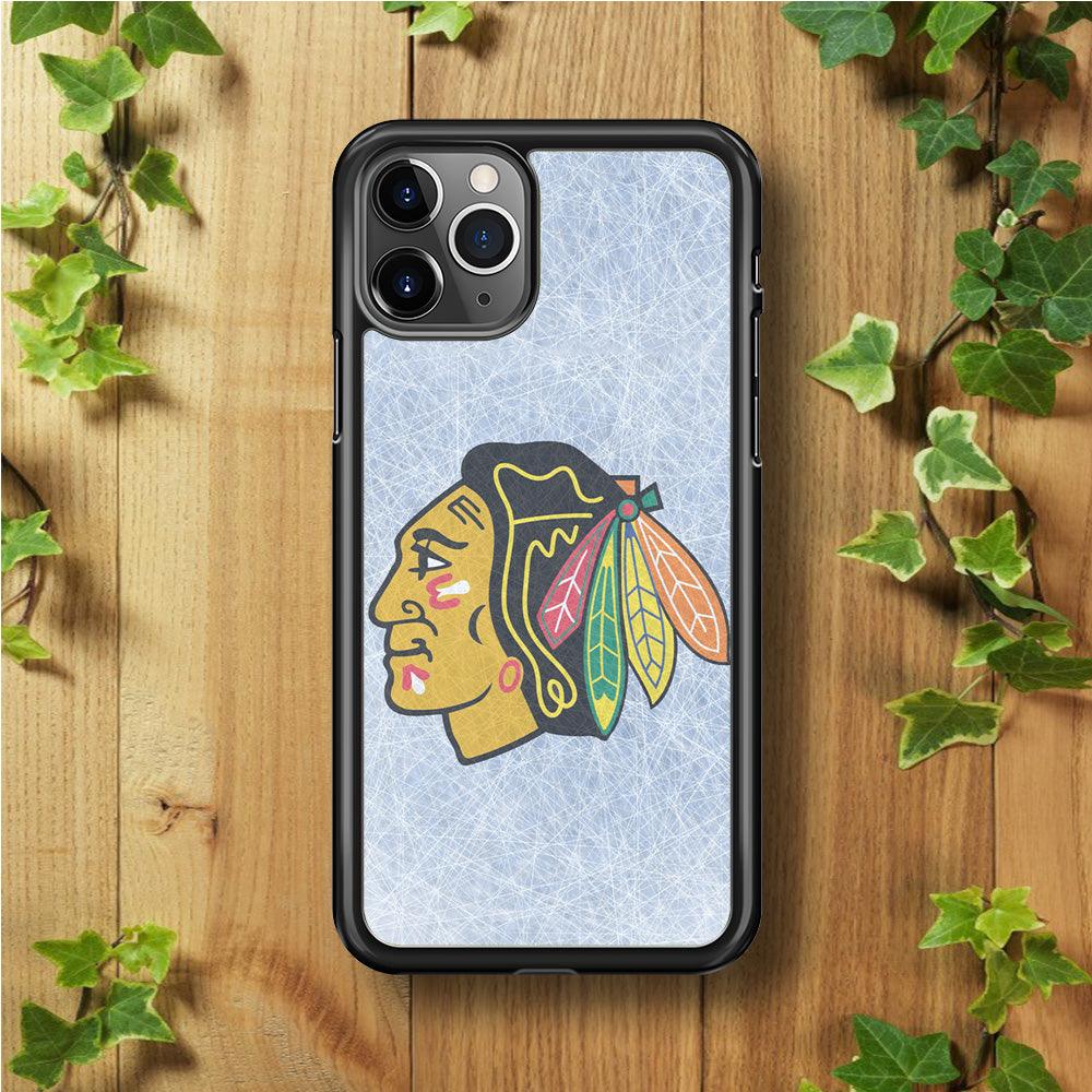 Hockey Chicago Blackhawks NHL 002 iPhone 11 Pro Max Case-Rubber / Black (2D Case)-Xtracase