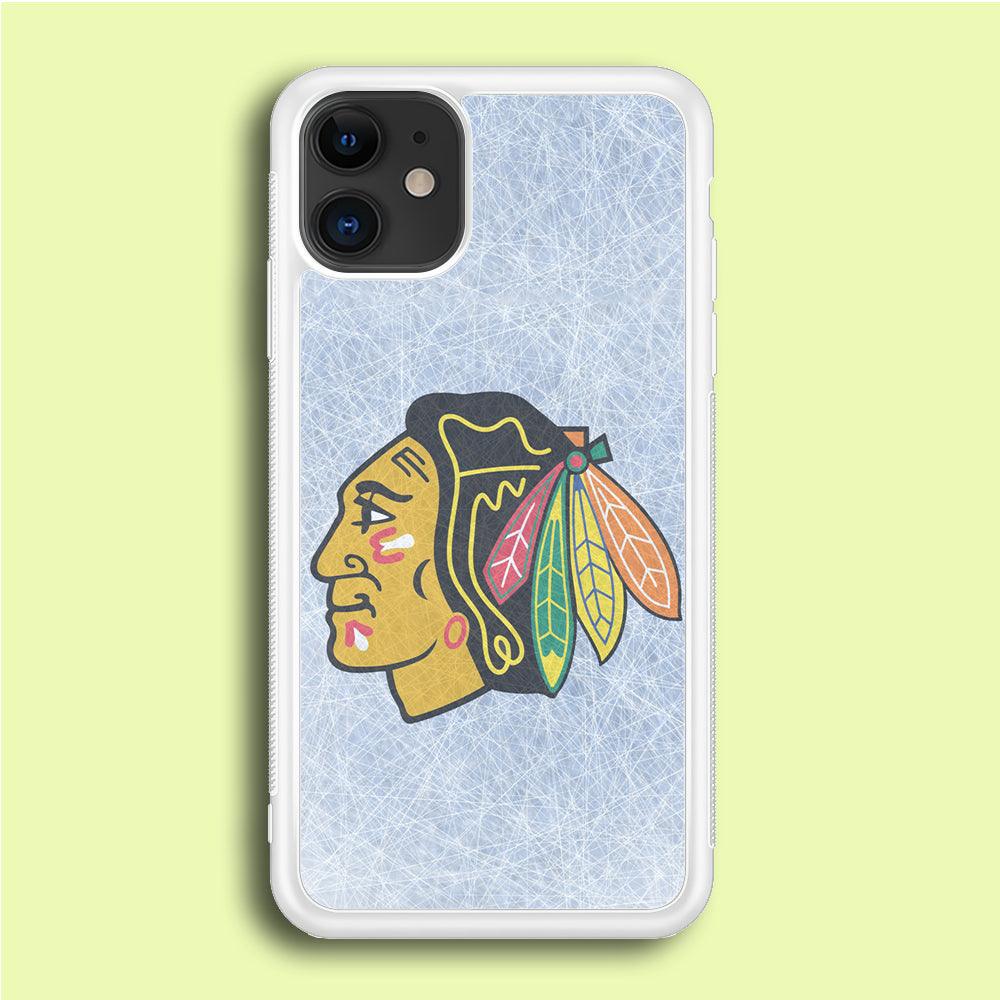 Hockey Chicago Blackhawks NHL 002 iPhone 12 Mini Case-Rubber / White (2D Case)-Xtracase