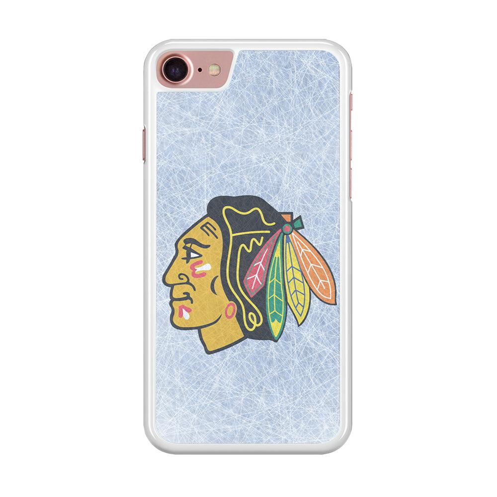 Hockey Chicago Blackhawks NHL 002 iPhone SE 2020 Case-Rubber / White (2D Case)-Xtracase