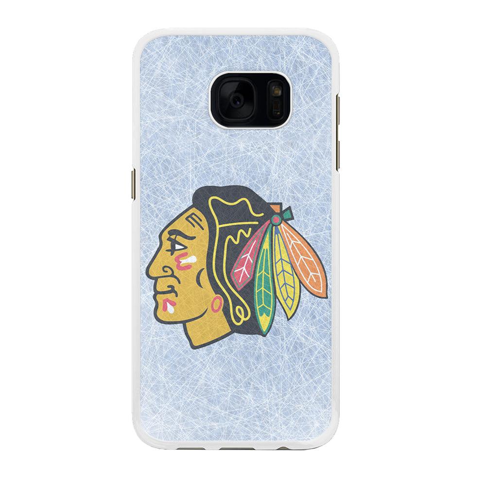 Hockey Chicago Blackhawks NHL 002 Samsung Galaxy S7 Edge Case-Rubber / White (2D Case)-Xtracase