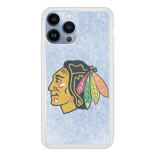 Hockey Chicago Blackhawks NHL 002 iPhone 13 Pro Case-Rubber / White (2D Case)-Xtracase
