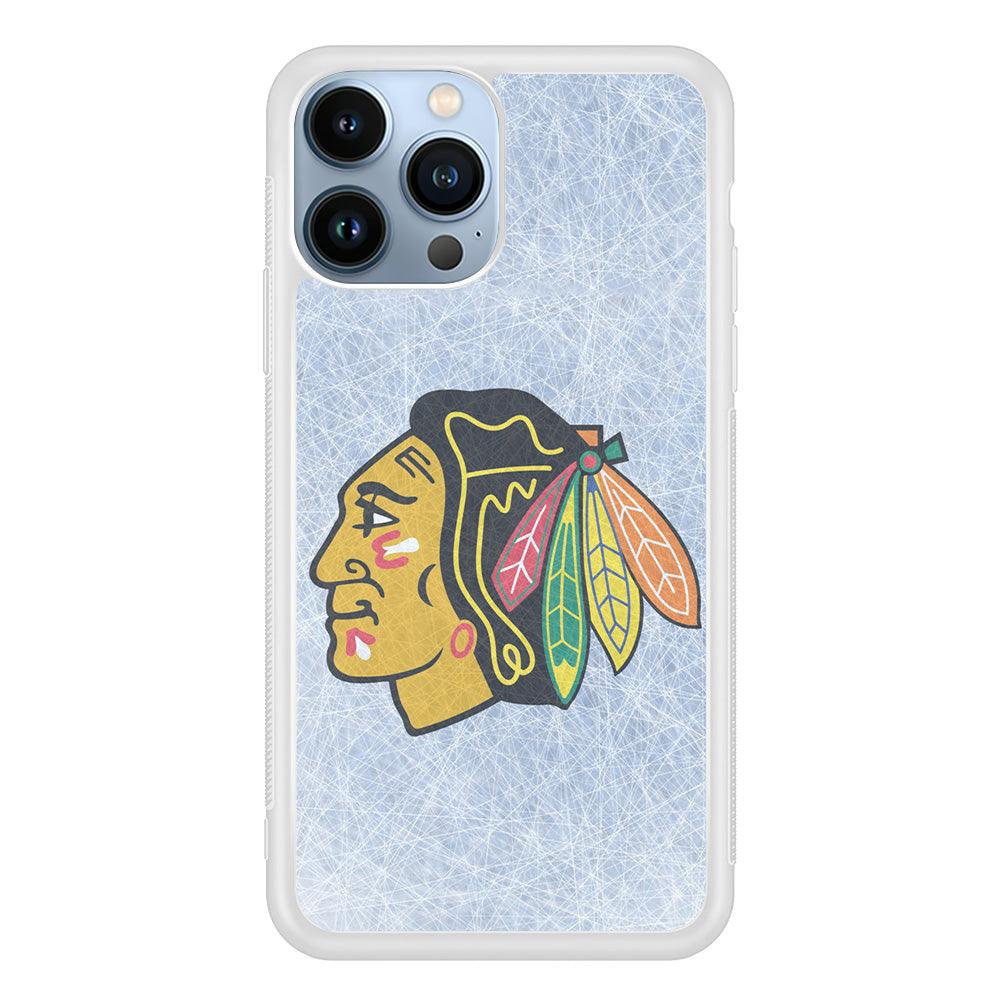 Hockey Chicago Blackhawks NHL 002 iPhone 13 Pro Max Case-Rubber / White (2D Case)-Xtracase