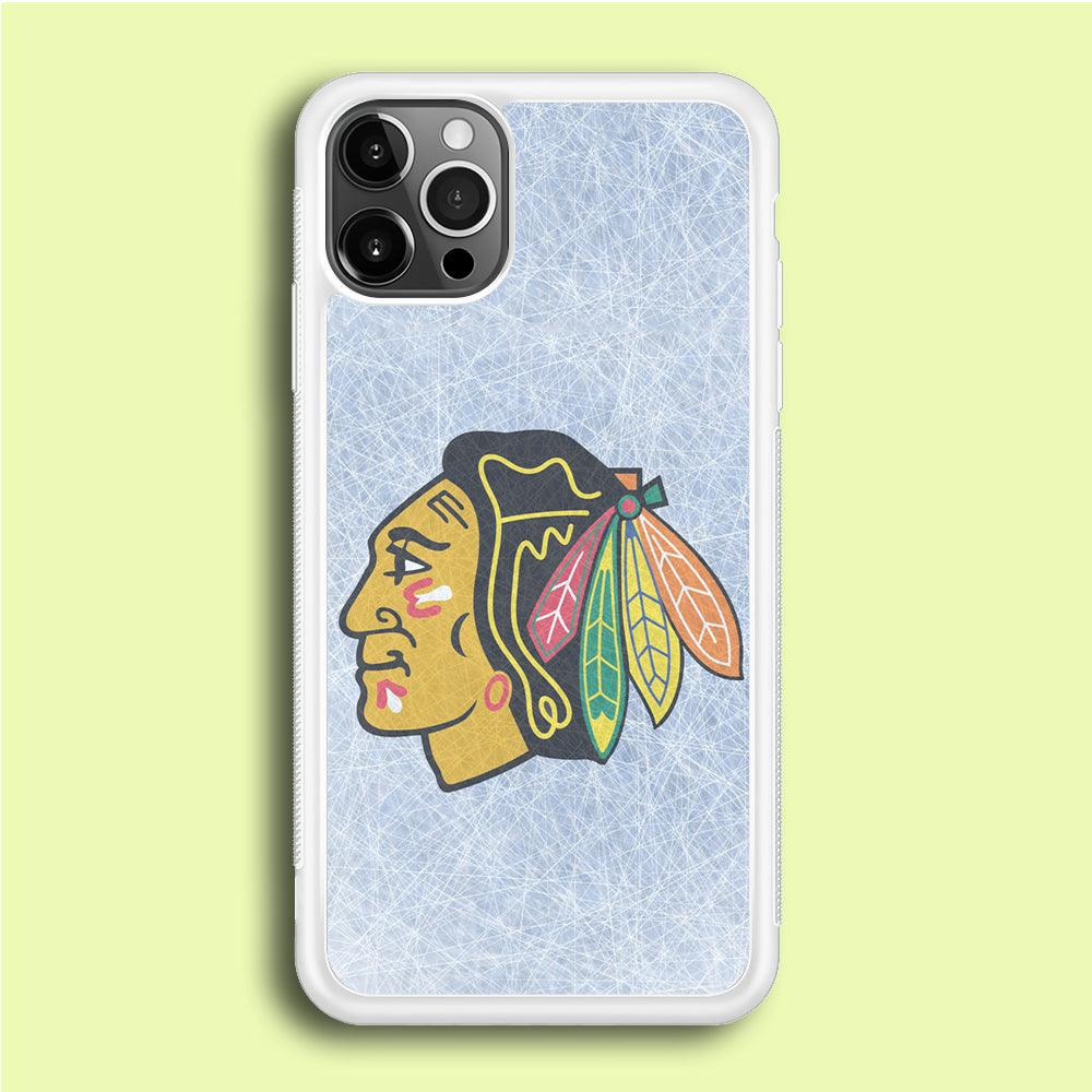 Hockey Chicago Blackhawks NHL 002 iPhone 12 Pro Case-Rubber / White (2D Case)-Xtracase