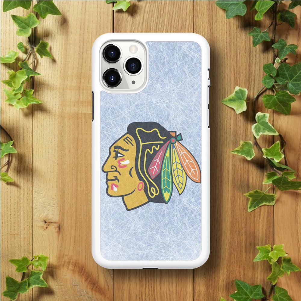 Hockey Chicago Blackhawks NHL 002 iPhone 11 Pro Max Case-Rubber / White (2D Case)-Xtracase