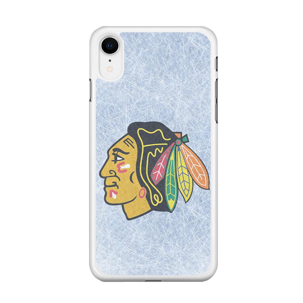 Hockey Chicago Blackhawks NHL 002 iPhone XR Case-Rubber / White (2D Case)-Xtracase