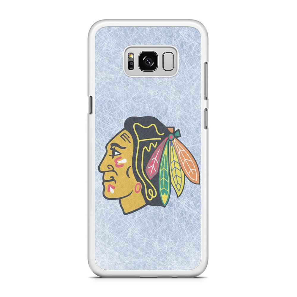 Hockey Chicago Blackhawks NHL 002 Samsung Galaxy S8 Case-Rubber / White (2D Case)-Xtracase