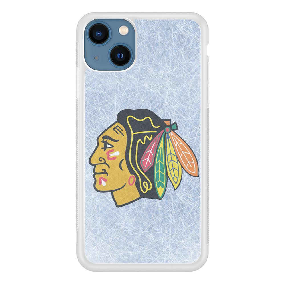 Hockey Chicago Blackhawks NHL 002 iPhone 13 Mini Case-Rubber / White (2D Case)-Xtracase