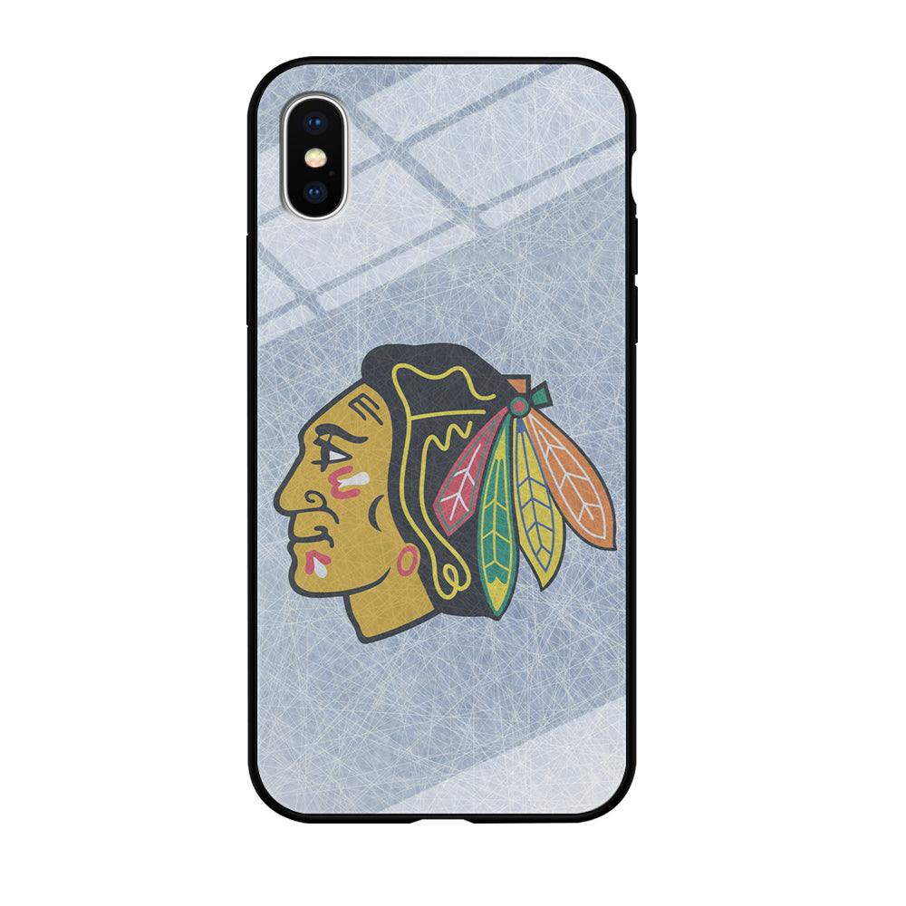 Hockey Chicago Blackhawks NHL 002 iPhone Xs Case-Tempered Glass Case-Xtracase