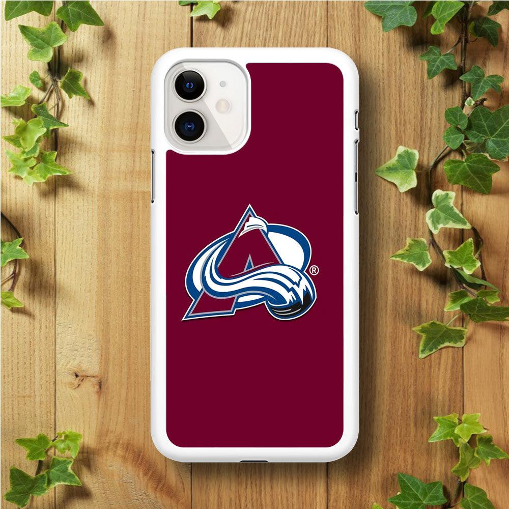 Hockey Colorado Avalanche NHL 001 iPhone 11 Case-Rubber / White (2D Case)-Xtracase
