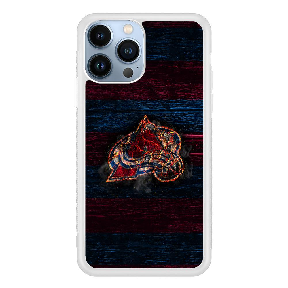 Hockey Colorado Avalanche NHL 002 iPhone 13 Pro Max Case-Rubber / White (2D Case)-Xtracase