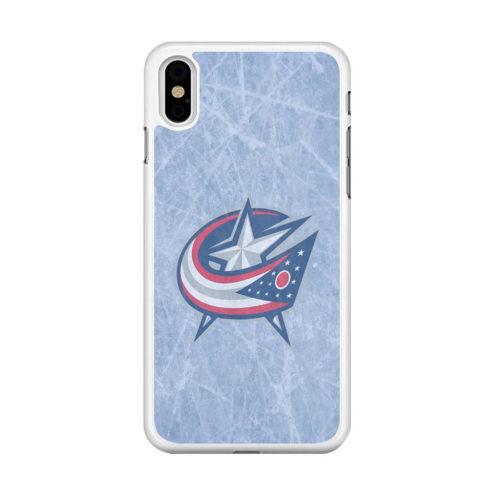 Hockey Columbus Blue Jackets NHL 001 iPhone Xs Max Case-Rubber / White (2D Case)-Xtracase