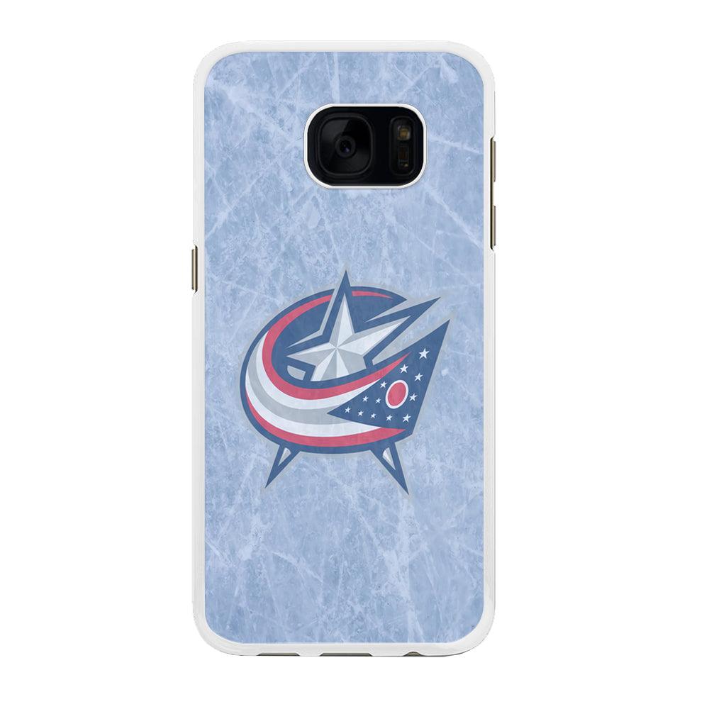Hockey Columbus Blue Jackets NHL 001 Samsung Galaxy S7 Edge Case-Rubber / White (2D Case)-Xtracase