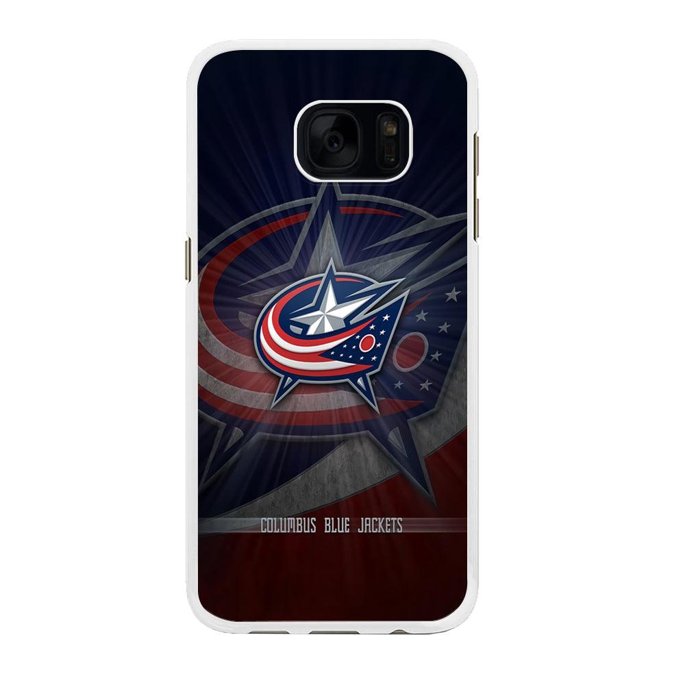 Hockey Columbus Blue Jackets NHL 002 Samsung Galaxy S7 Edge Case-Rubber / White (2D Case)-Xtracase