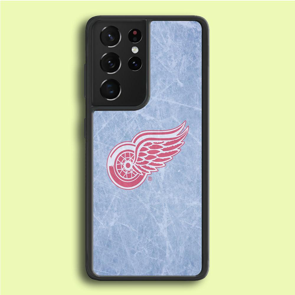 Hockey Detroit Red Wings NHL 001 Samsung Galaxy S21 Ultra Case-Rubber / White (2D Case)-Xtracase