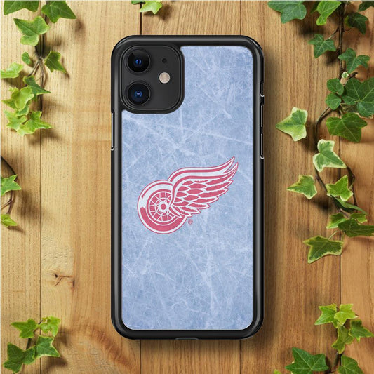 Hockey Detroit Red Wings NHL 001 iPhone 11 Case-Rubber / Black (2D Case)-Xtracase