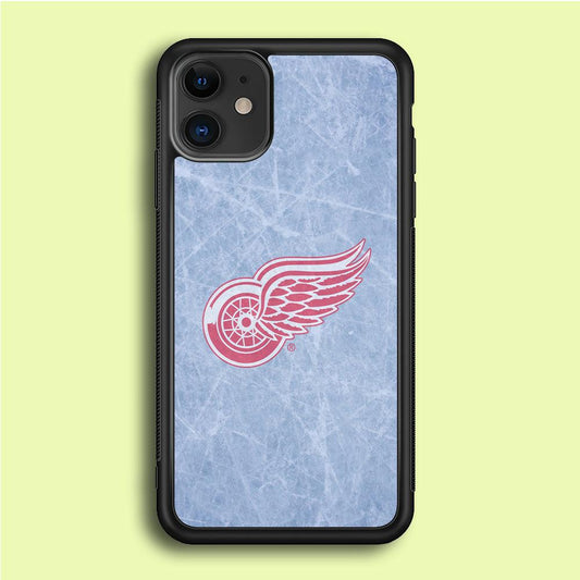 Hockey Detroit Red Wings NHL 001 iPhone 12 Mini Case-Rubber / Black (2D Case)-Xtracase