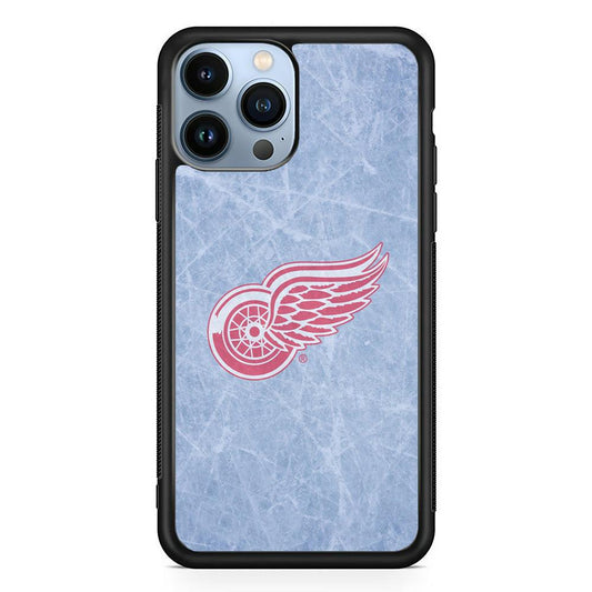 Hockey Detroit Red Wings NHL 001 iPhone 13 Pro Case-Rubber / Black (2D Case)-Xtracase