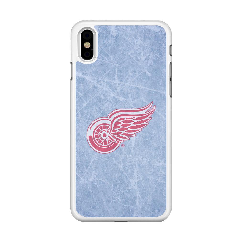 Hockey Detroit Red Wings NHL 001 iPhone X Case-Rubber / White (2D Case)-Xtracase