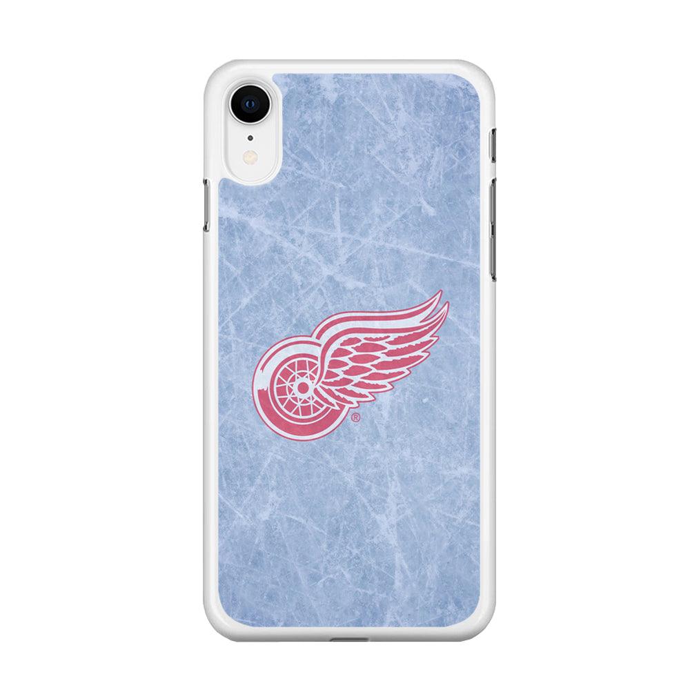 Hockey Detroit Red Wings NHL 001 iPhone XR Case-Rubber / White (2D Case)-Xtracase