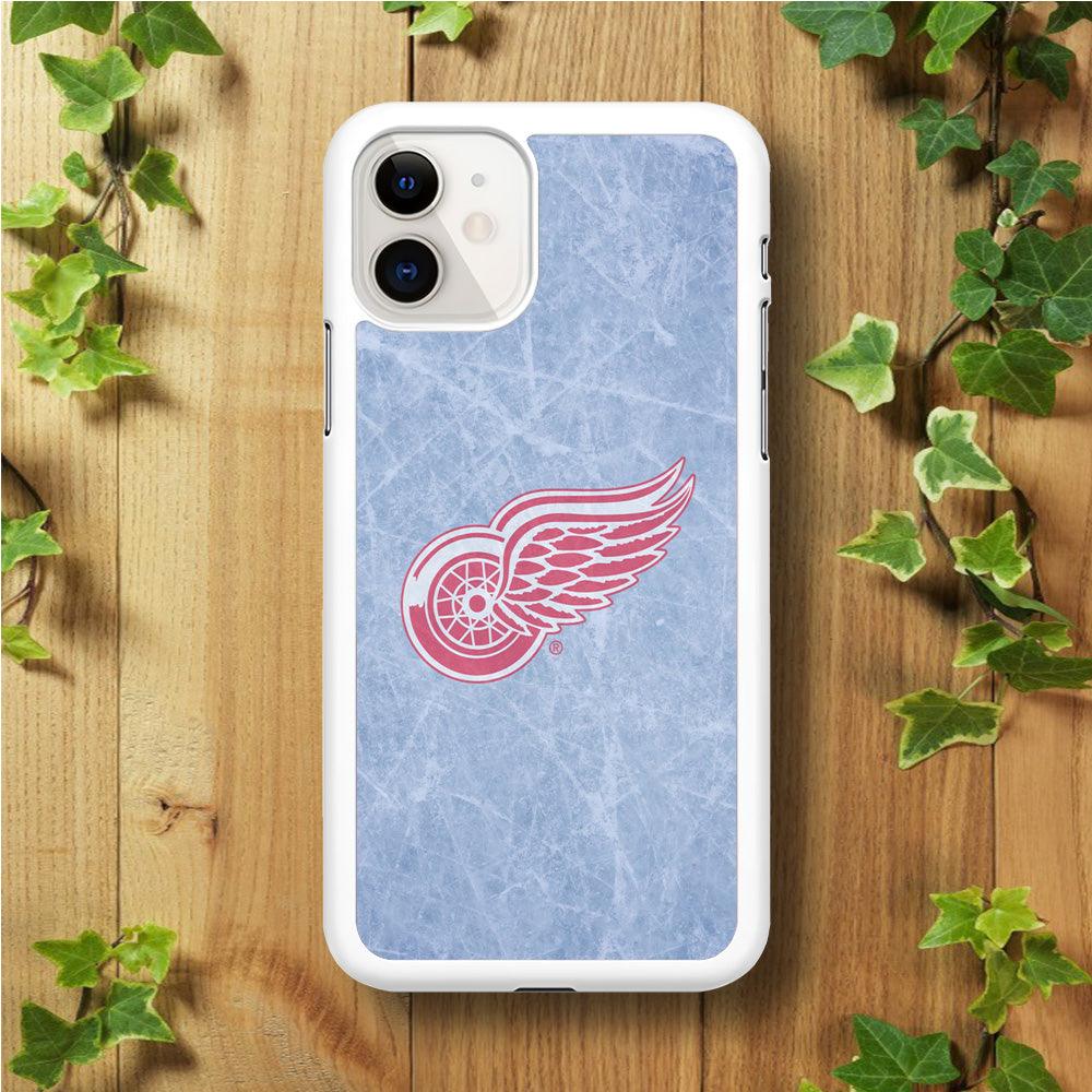 Hockey Detroit Red Wings NHL 001 iPhone 11 Case-Rubber / White (2D Case)-Xtracase
