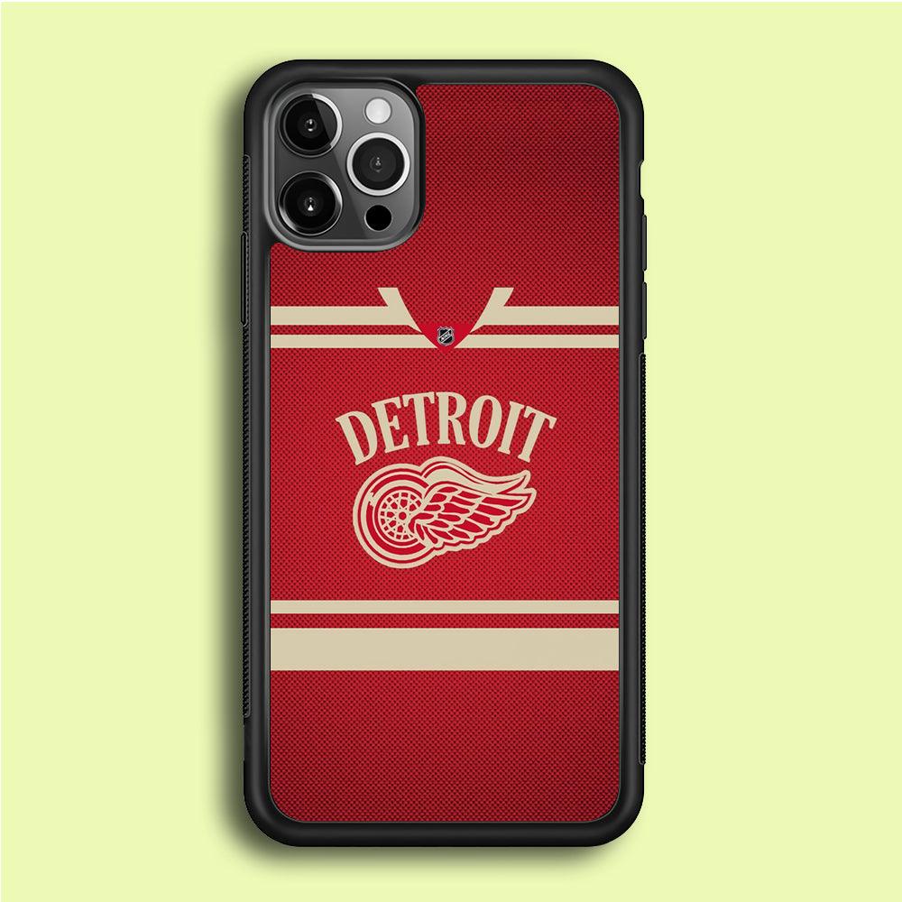 Hockey Detroit Red Wings NHL 002 iPhone 12 Pro Case-Rubber / Black (2D Case)-Xtracase