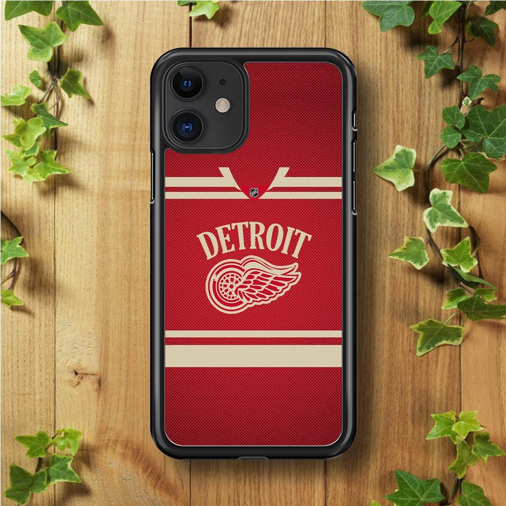 Hockey Detroit Red Wings NHL 002 iPhone 11 Case-Rubber / Black (2D Case)-Xtracase