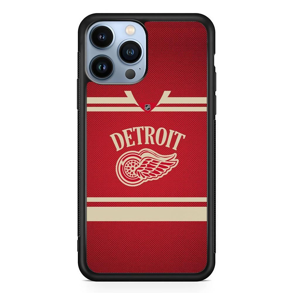 Hockey Detroit Red Wings NHL 002 iPhone 13 Pro Max Case-Rubber / Black (2D Case)-Xtracase