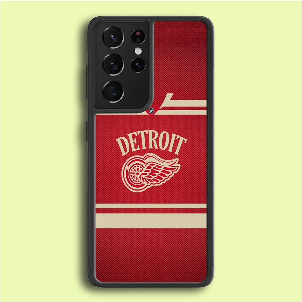 Hockey Detroit Red Wings NHL 002 Samsung Galaxy S21 Ultra Case-Rubber / Black (2D Case)-Xtracase