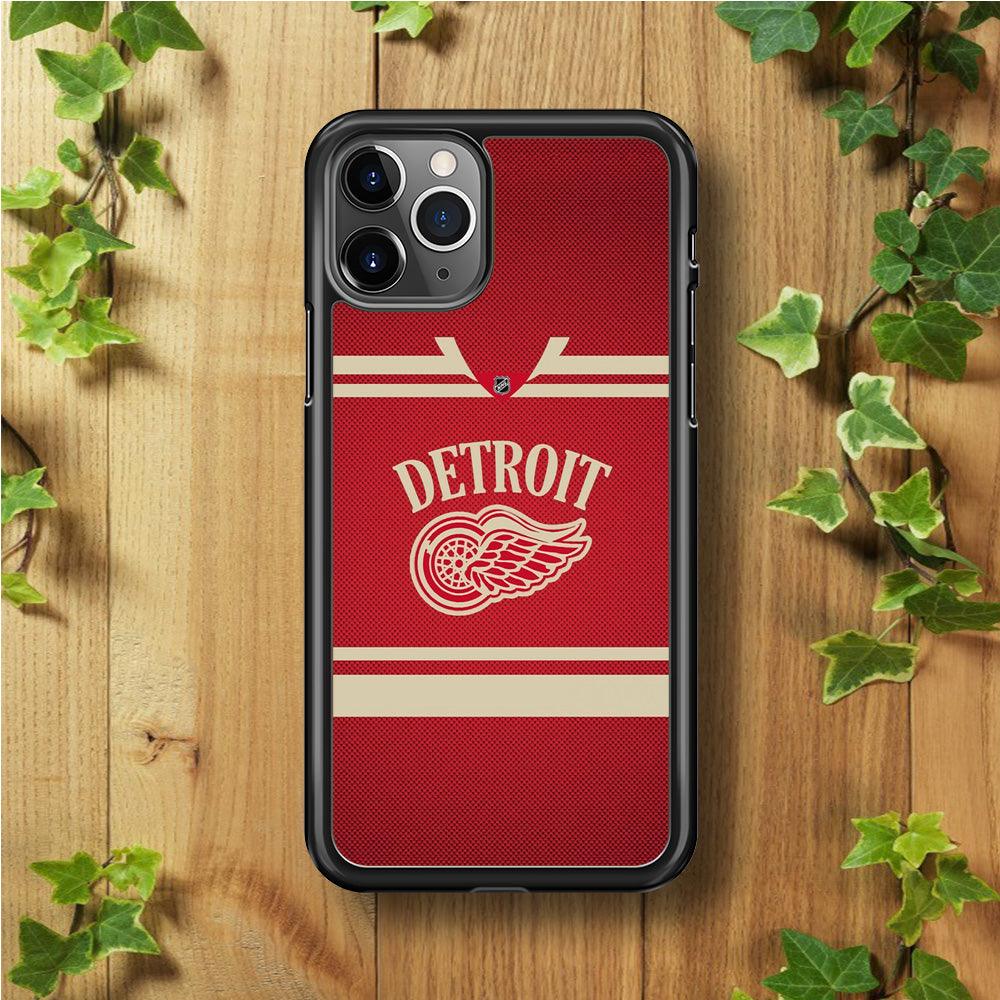 Hockey Detroit Red Wings NHL 002 iPhone 11 Pro Max Case-Rubber / Black (2D Case)-Xtracase