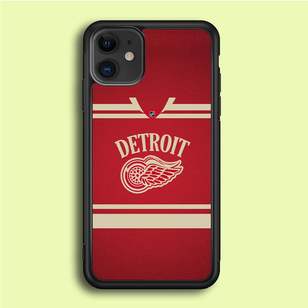 Hockey Detroit Red Wings NHL 002 iPhone 12 Mini Case-Rubber / Black (2D Case)-Xtracase
