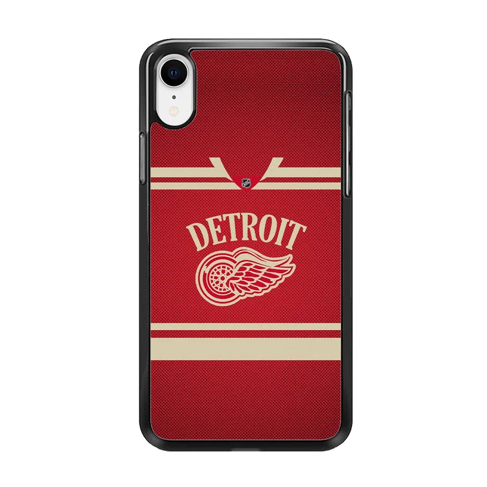 Hockey Detroit Red Wings NHL 002 iPhone XR Case-Rubber / Black (2D Case)-Xtracase