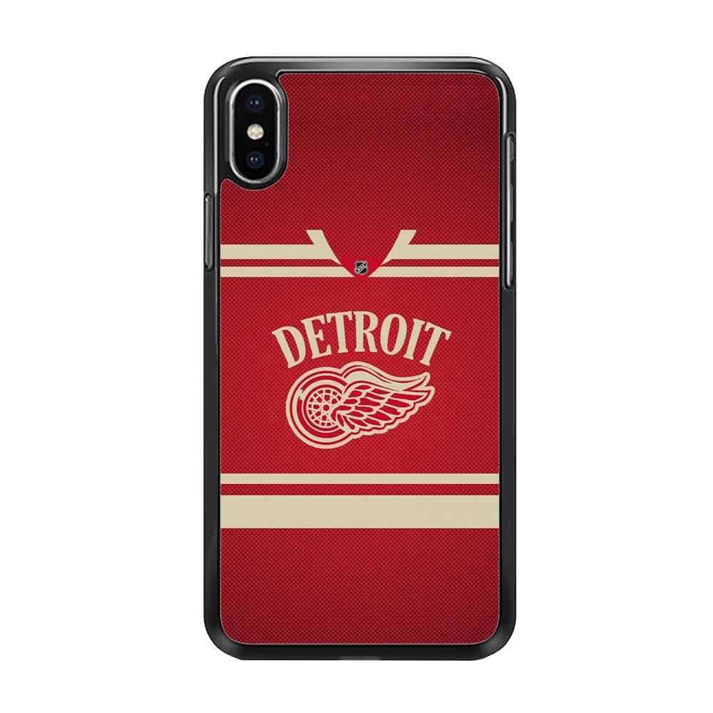 Hockey Detroit Red Wings NHL 002 iPhone Xs Case-Rubber / Black (2D Case)-Xtracase