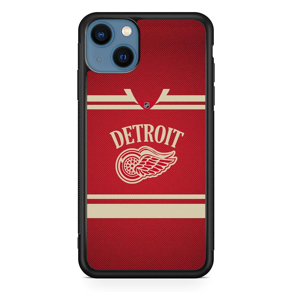 Hockey Detroit Red Wings NHL 002 iPhone 13 Case-Rubber / Black (2D Case)-Xtracase