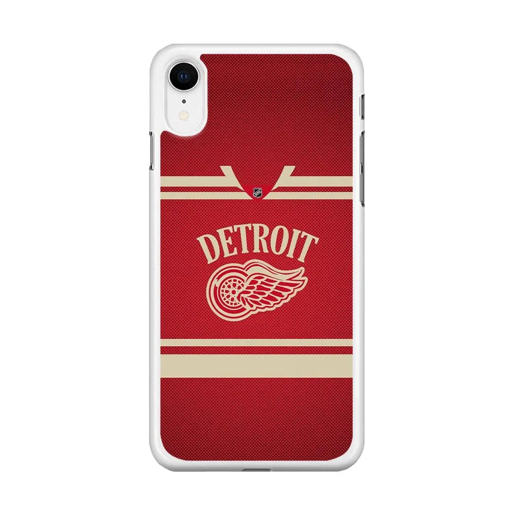 Hockey Detroit Red Wings NHL 002 iPhone XR Case-Rubber / White (2D Case)-Xtracase