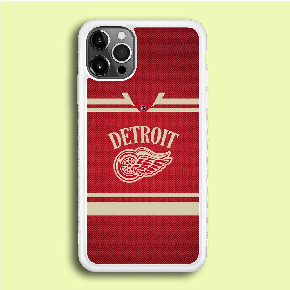 Hockey Detroit Red Wings NHL 002 iPhone 12 Pro Max Case-Rubber / White (2D Case)-Xtracase